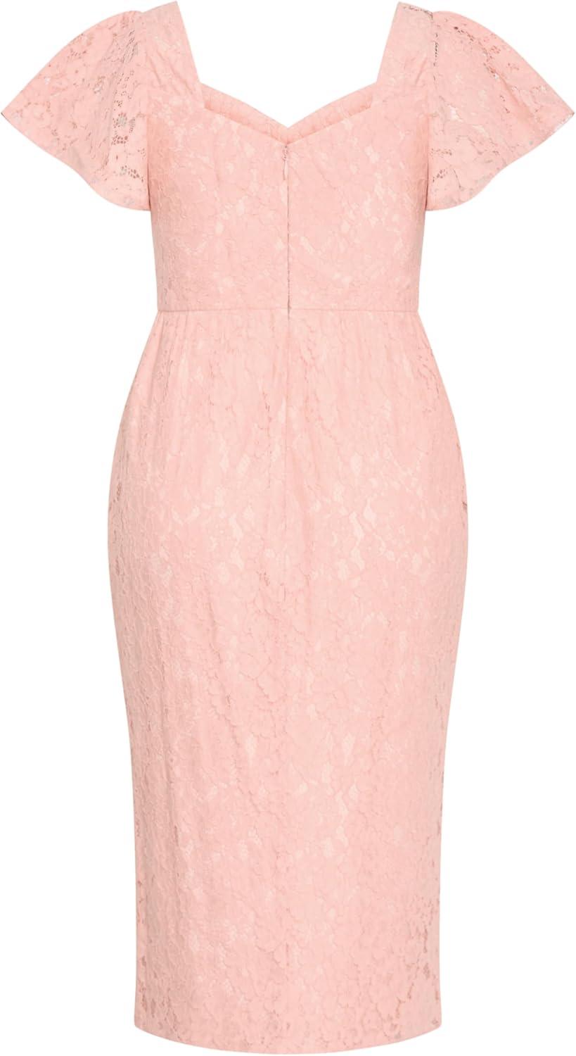 image:imageCity Chic Womens Plus Size Cocktail Dress Maisie Lace MidiBallet Pink