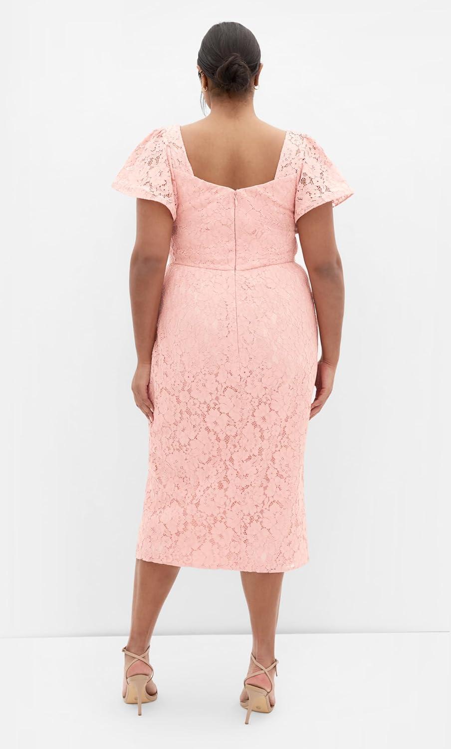 image:imageCity Chic Womens Plus Size Cocktail Dress Maisie Lace MidiBallet Pink