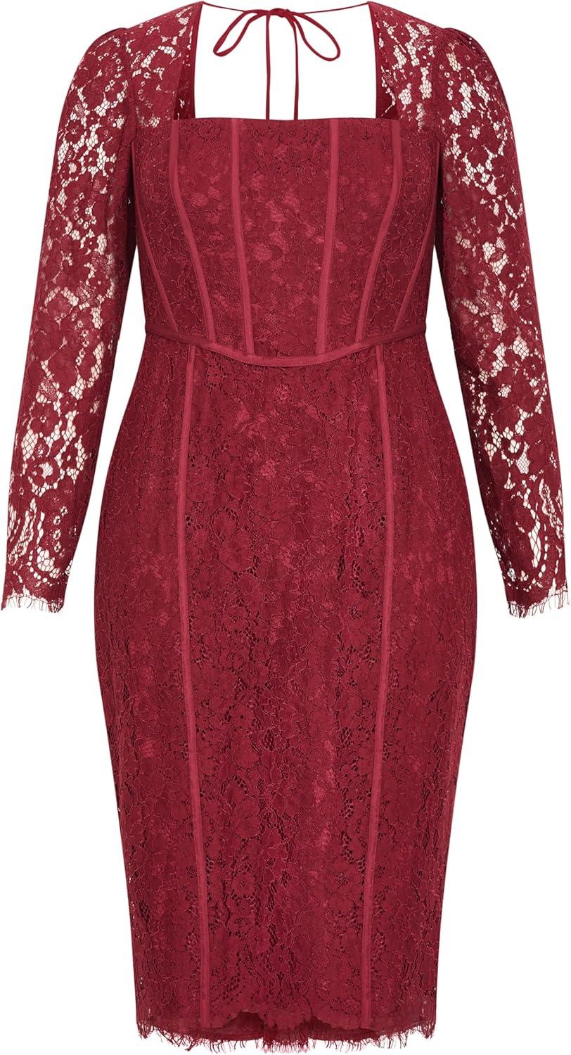 image:imageCity Chic Womens Plus Size Dress Valentine LaceRuby