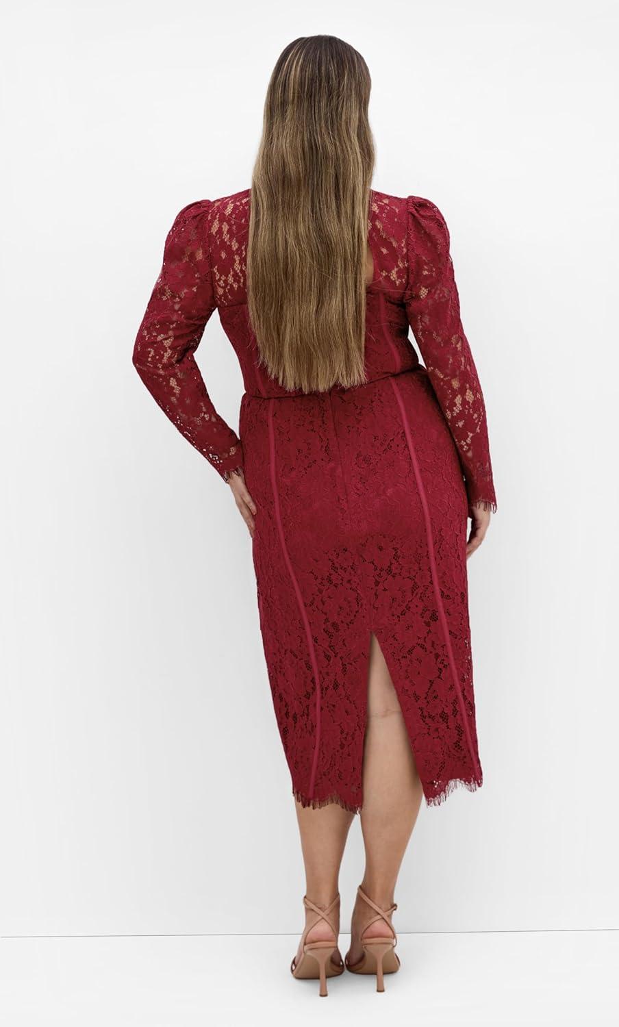 image:imageCity Chic Womens Plus Size Dress Valentine LaceRuby