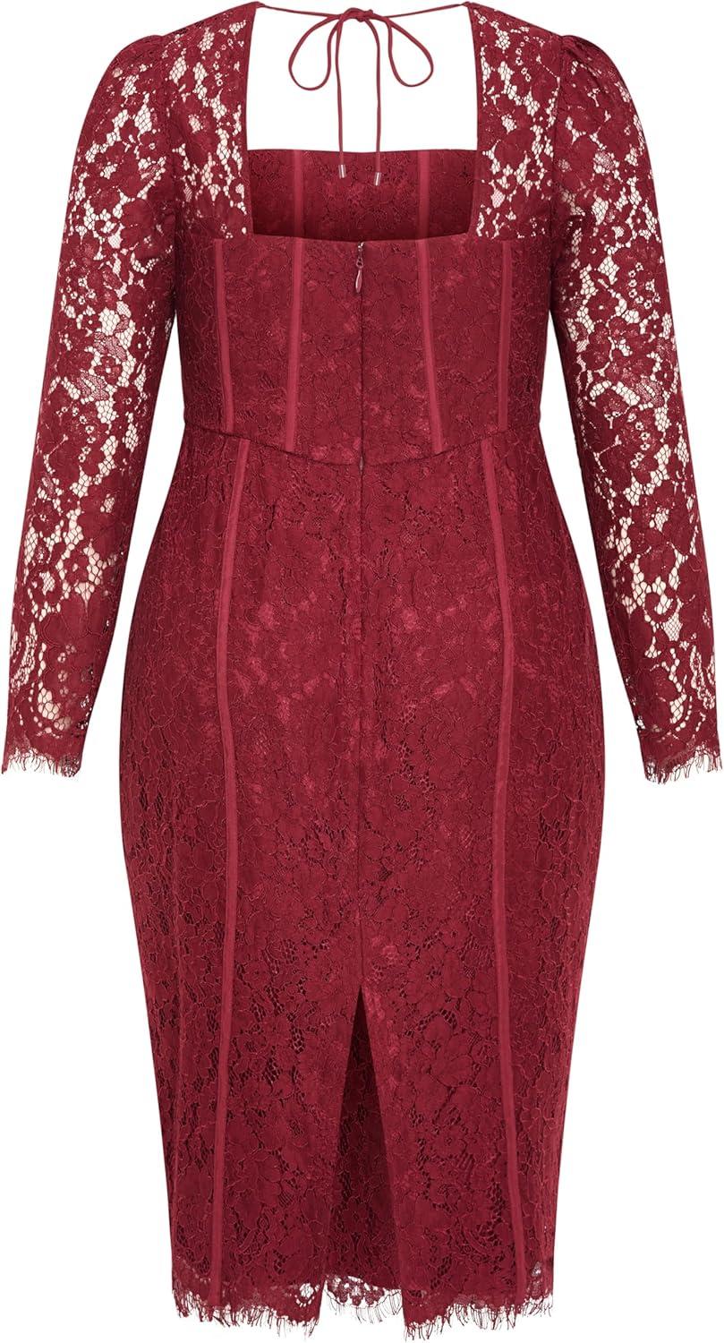 image:imageCity Chic Womens Plus Size Dress Valentine LaceRuby