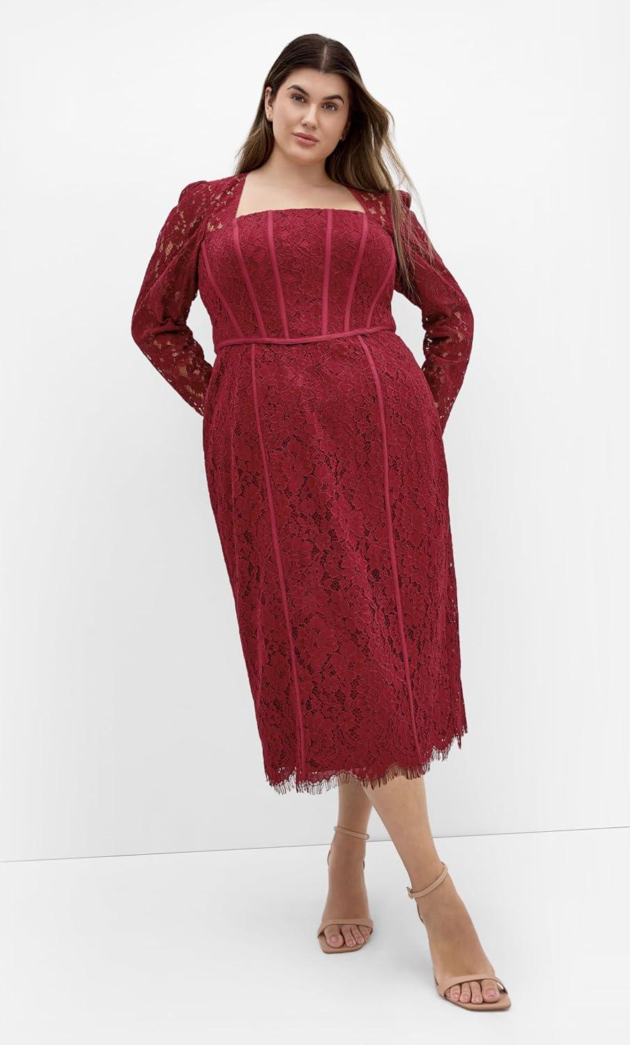 image:imageCity Chic Womens Plus Size Dress Valentine LaceRuby