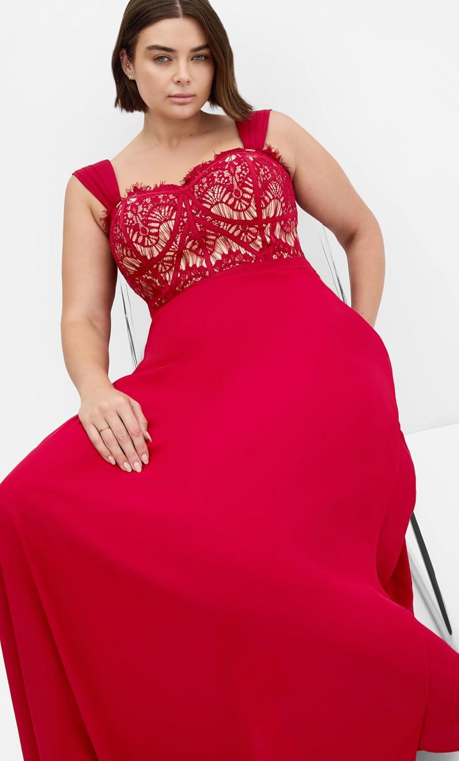 image:imageCity Chic Womens Plus Size Maxi Cocktail Dress Sweet EvieRed