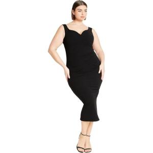 City Chic Plus Size Kiana Sweetheart MIDI Dress in Black(Black)
