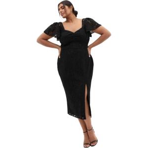 City Chic Women’s Plus Size Cocktail Dress – Maisie Lace Midi(Black)