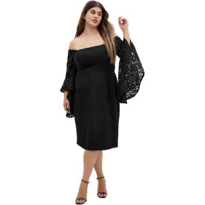 City Chic Women’s Plus Size Cocktail Dress – Mystic Lace(Black)