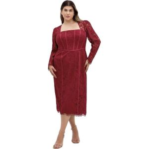 City Chic Women’s Plus Size Dress – Valentine Lace(Ruby)