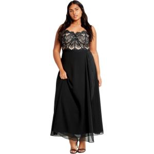 City Chic Women’s Plus Size Maxi Cocktail Dress – Sweet Evie(Black)