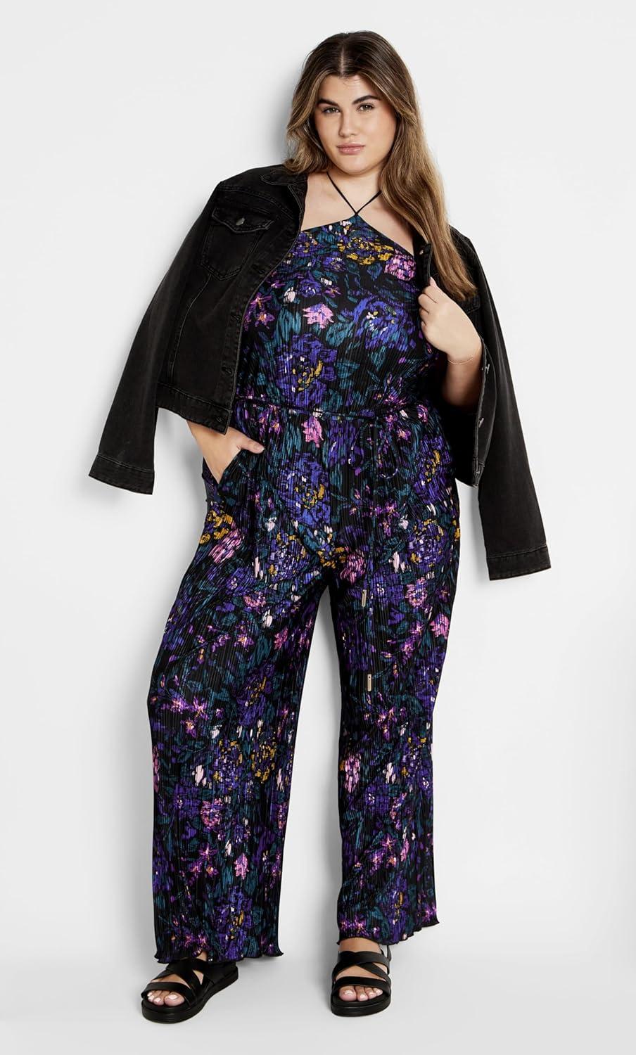image:imageCITY CHIC Plus Size Jumpsuit Kira Print JumpsuitEtched Floral