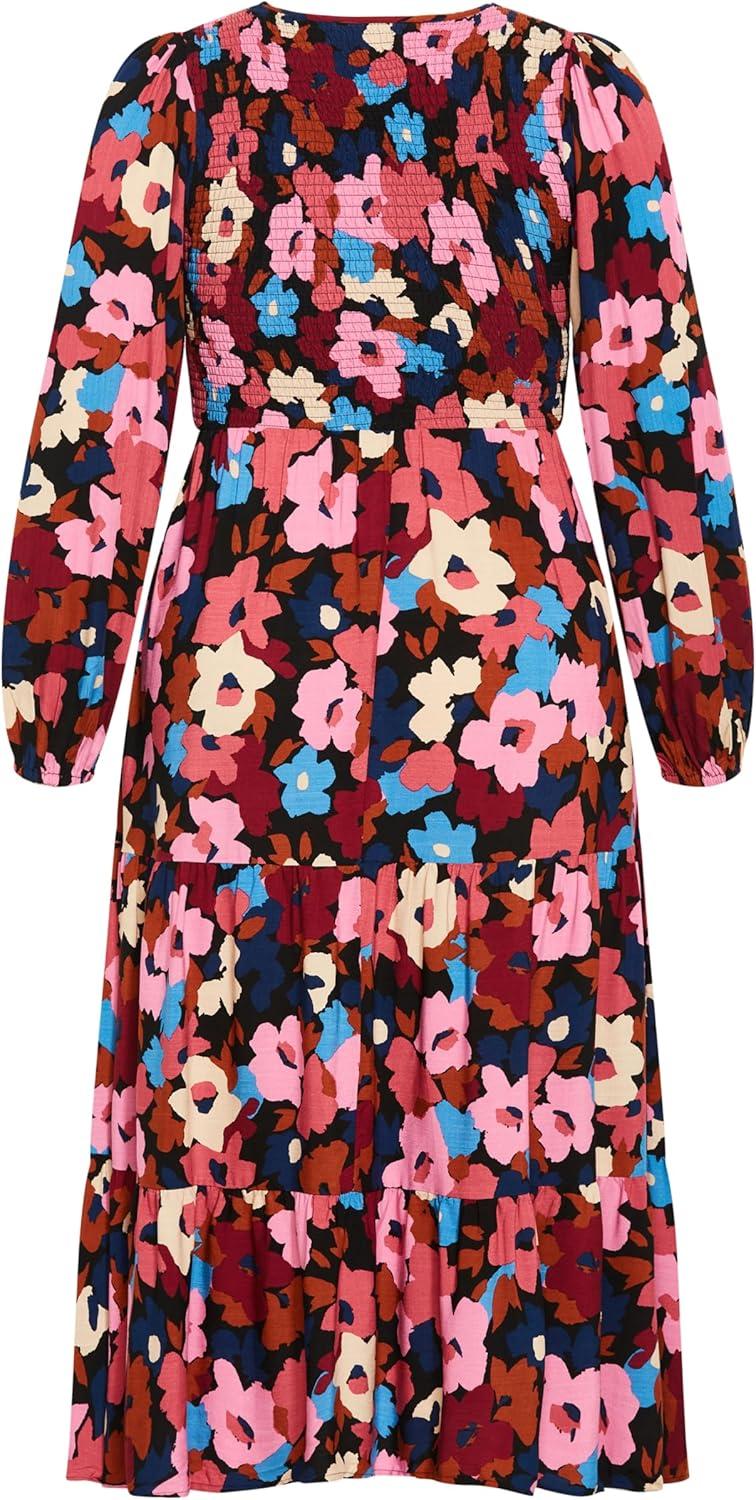 image:imageCity Chic Womens Plus Size Dress Jayden Puff Sleeve Tiered PrintSugar Coated