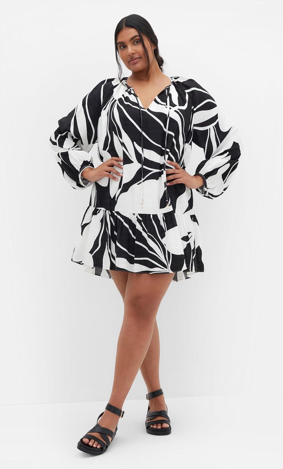 image:imageCity Chic Womens Plus Size Dress Palma Print ShiftPalm Paradise
