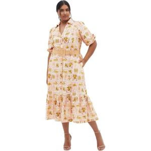 City Chic Women’s Plus Size Dress – Anna Tropics Print Sleeved(Cool Tropics)