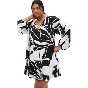City Chic Women’s Plus Size Dress – Palma Print Shift(Palm Paradise)