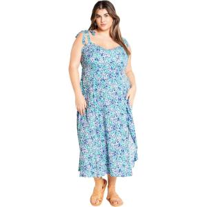 City Chic Women’s Plus Size Dress – Tamara(Blue Ditsy)