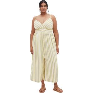 City Chic Women’s Plus Size Jumpsuit – Lara Stripe(Khaki Stripe)