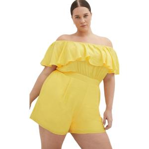 City Chic Women’s Plus Size Serene Playsuit(Sunshine)