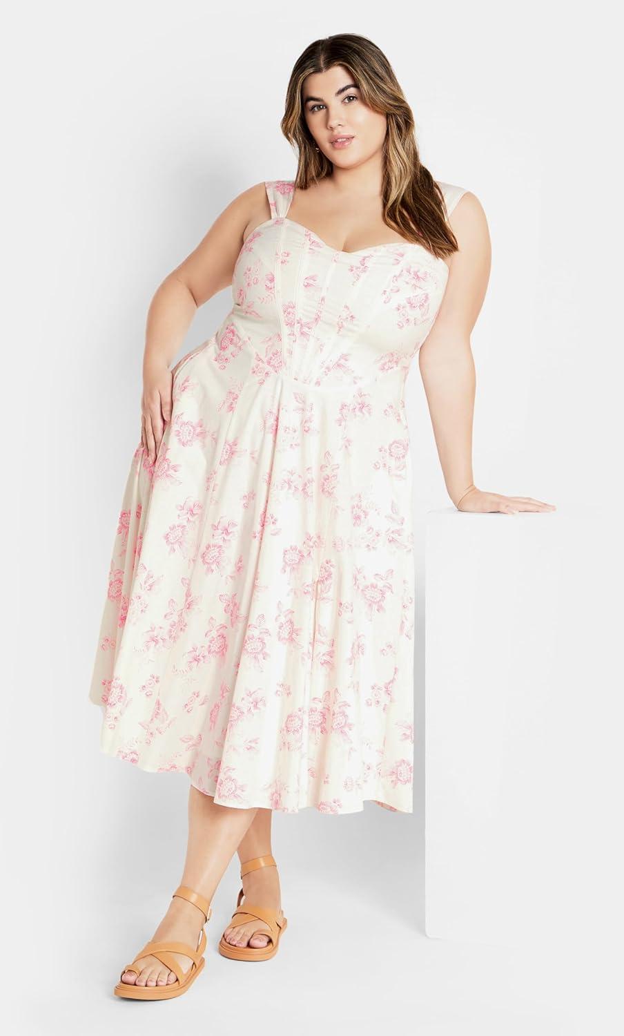 image:imageCity Chic Womens Plus Size Dress Marylou PrintEtched Rose