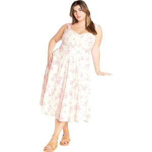 City Chic Women’s Plus Size Dress – Marylou Print(Etched Rose)
