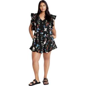 City Chic Women’s Plus Size Fee Print Playsuit(Floral Display)