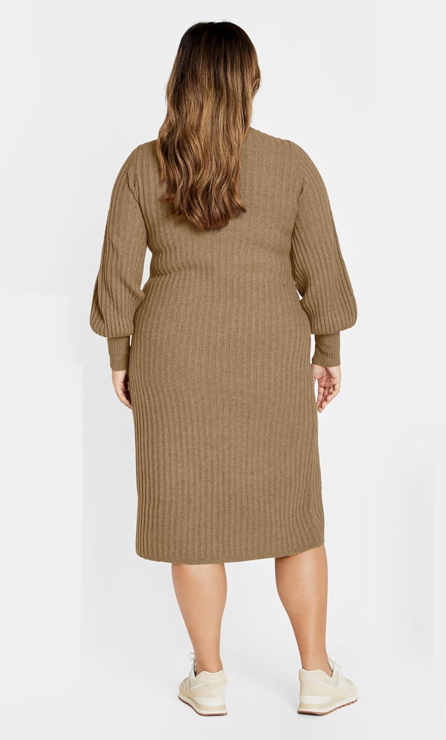 image:imageCity Chic Womens Dress Saskia RibMocha