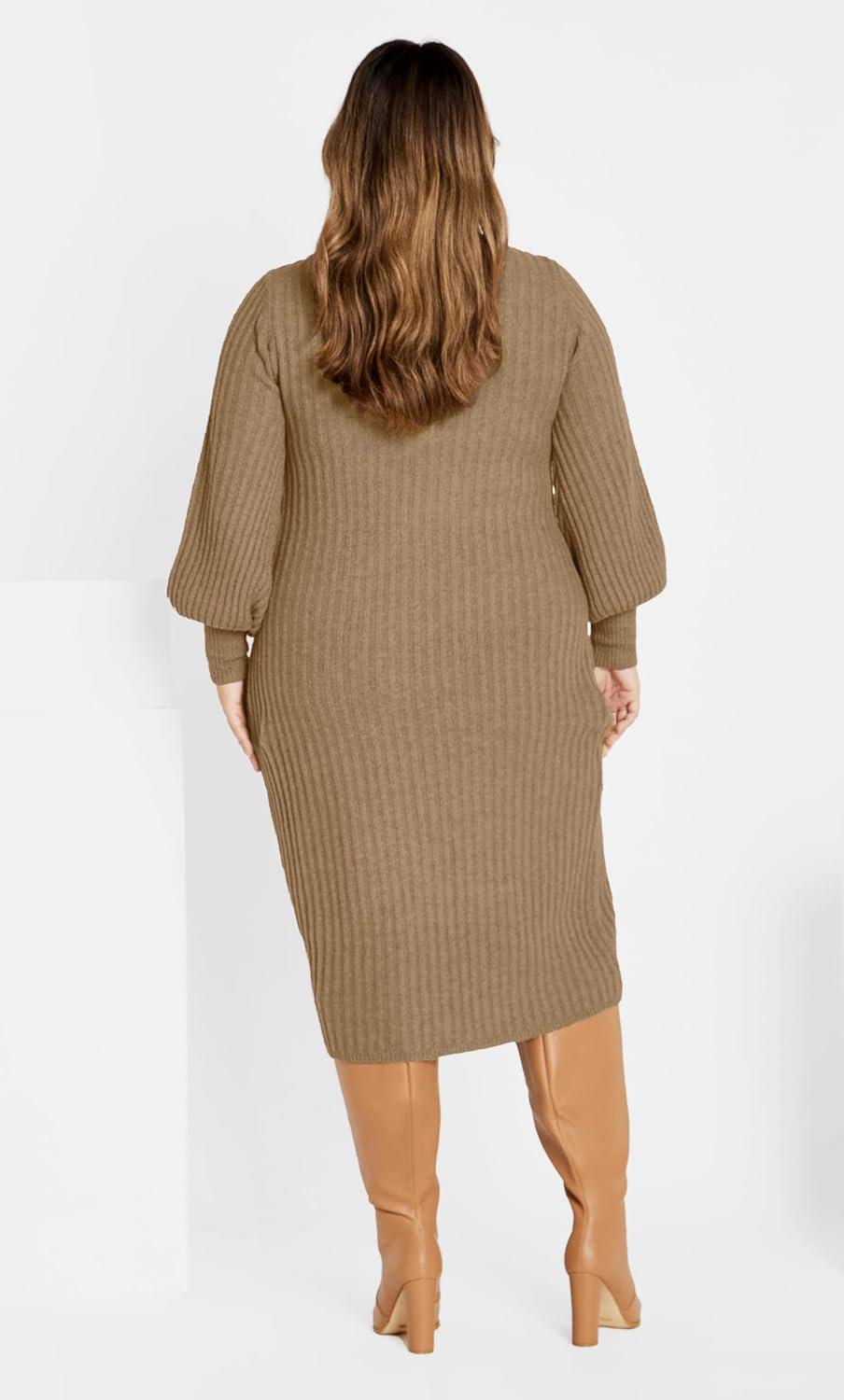 image:imageCity Chic Womens Dress Saskia RibMocha