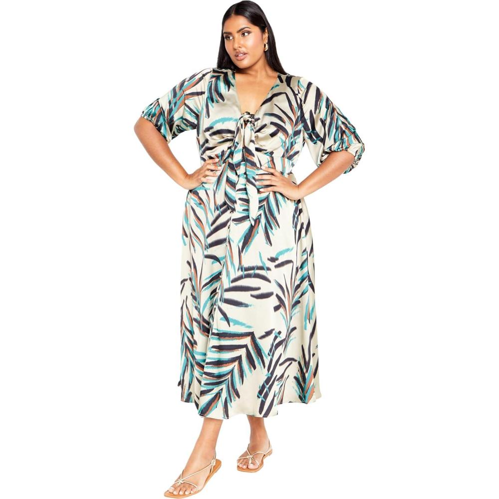 image:imageCity Chic Womens Plus Size Leanna Maxi DressNeon Foliage