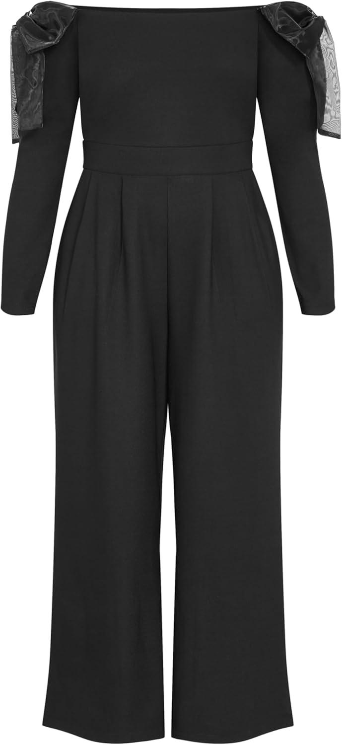 image:imageCity Chic Womens Plus Size Jumpsuit Stacie Off ShoulderBlack