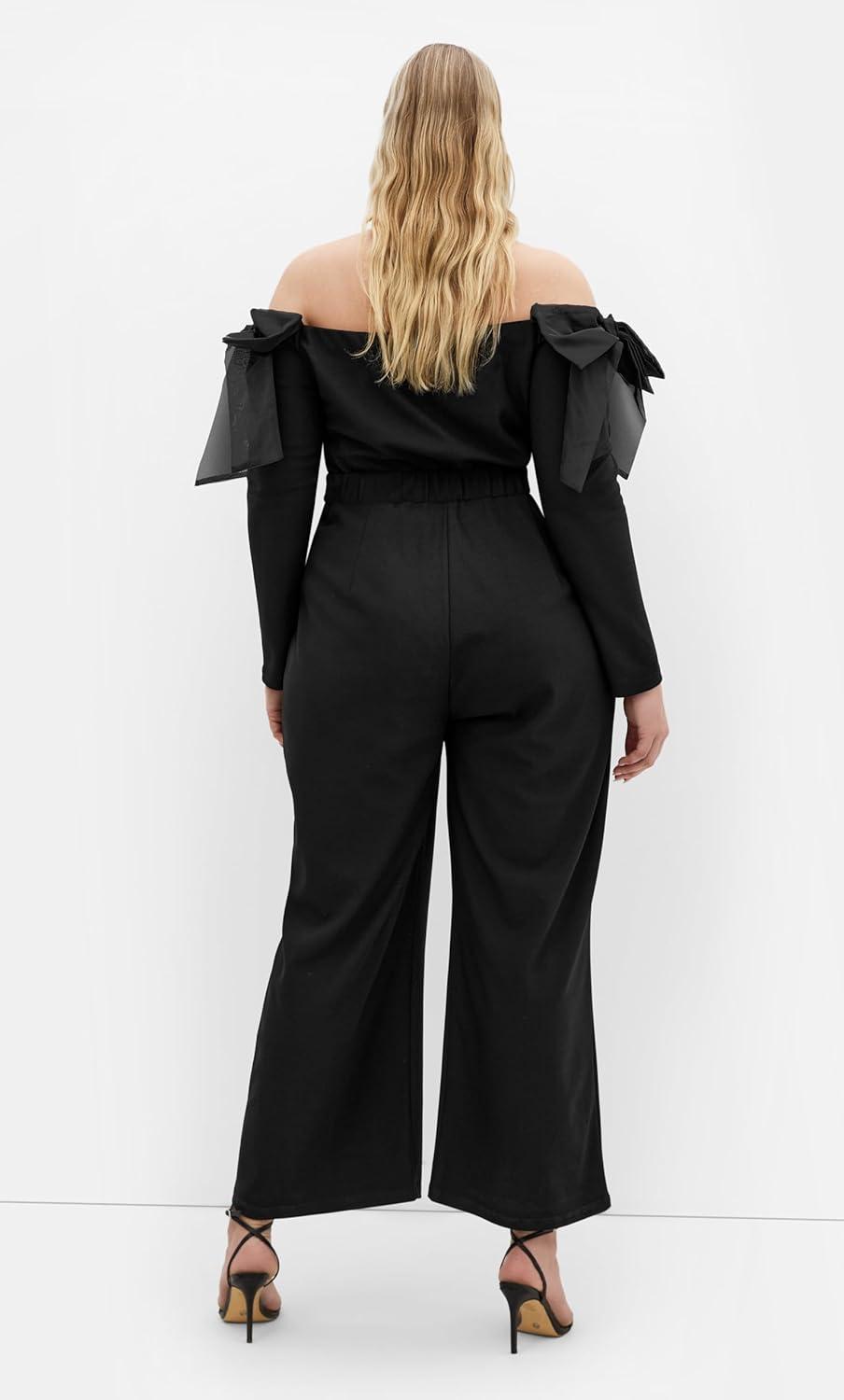 image:imageCity Chic Womens Plus Size Jumpsuit Stacie Off ShoulderBlack