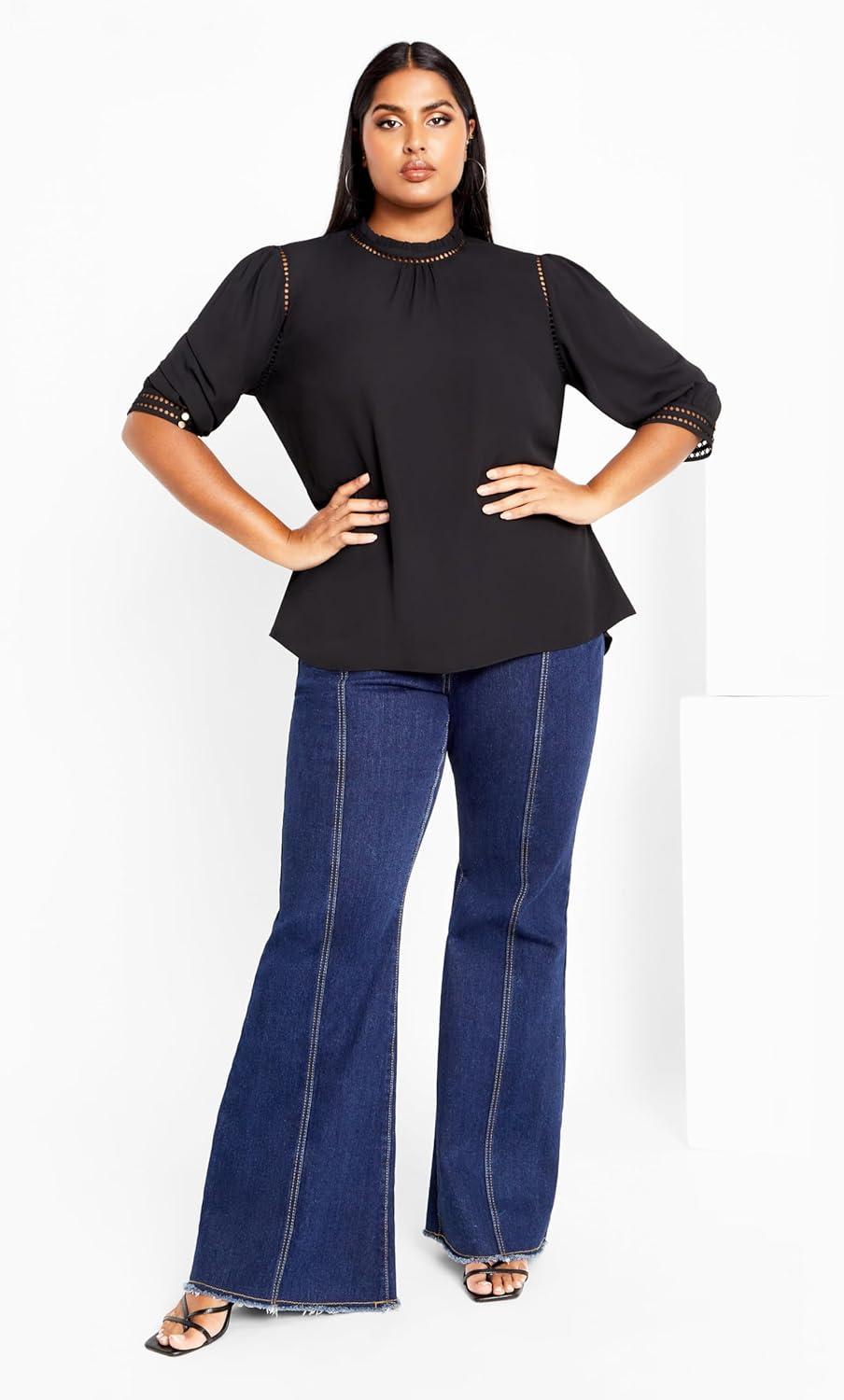 image:imageCity Chic Womens Plus Size Shirt Kiss Me Quick Elbow SleeveBlack