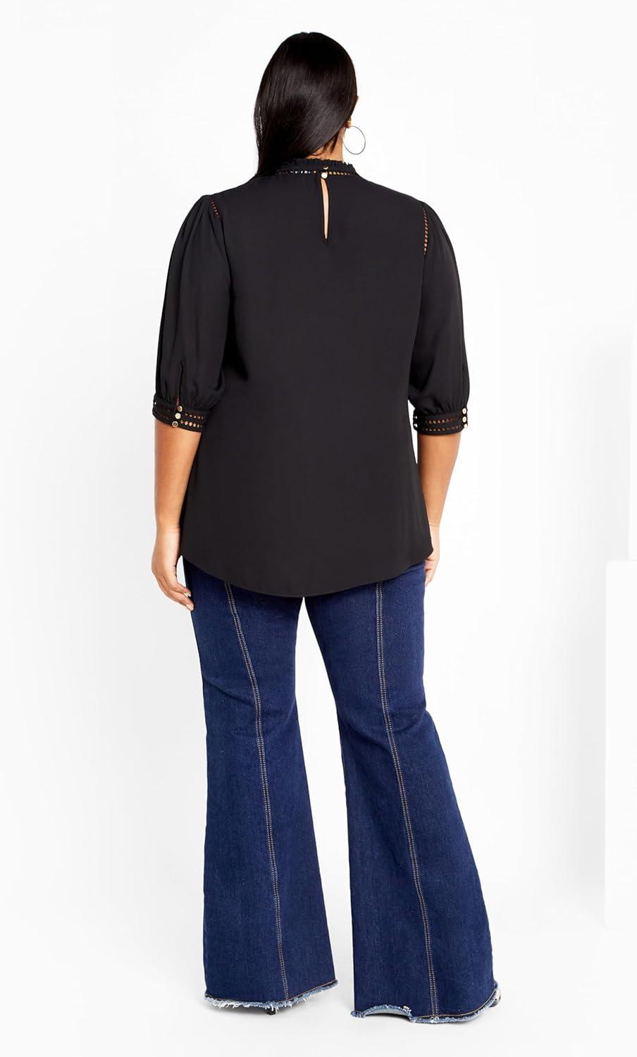 image:imageCity Chic Womens Plus Size Shirt Kiss Me Quick Elbow SleeveBlack