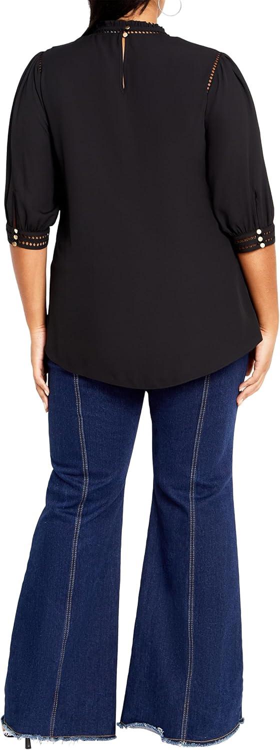 image:imageCity Chic Womens Plus Size Shirt Kiss Me Quick Elbow SleeveBlack