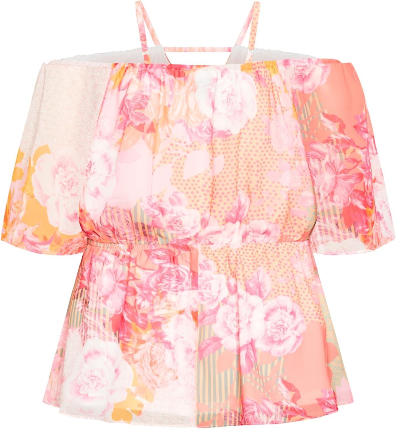 image:imageCity Chic Womens Plus Size Top Adelina PrintSunset Rose