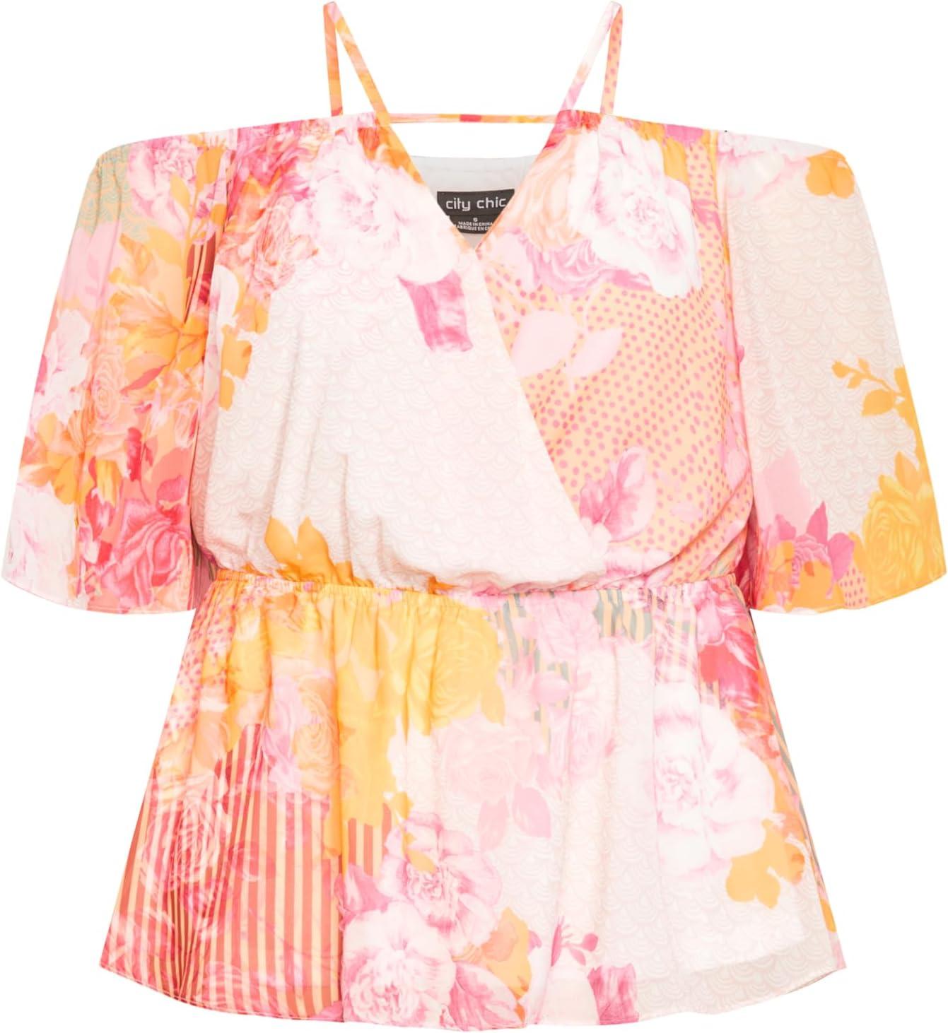 image:imageCity Chic Womens Plus Size Top Adelina PrintSunset Rose