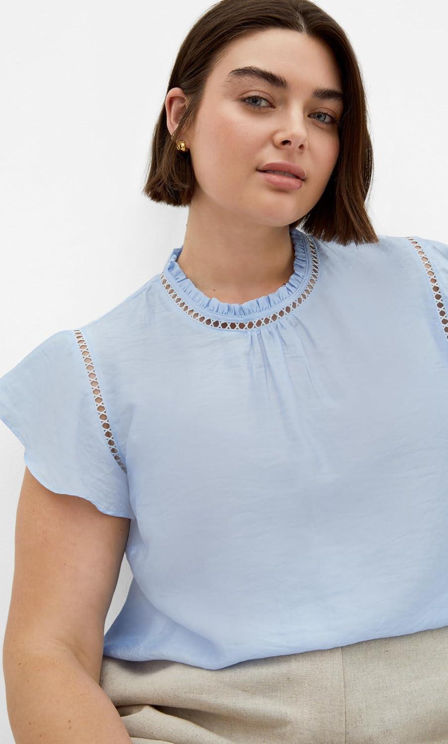 image:imageCity Chic Womens Plus Size Top Lorelai Short SleeveSky Blue