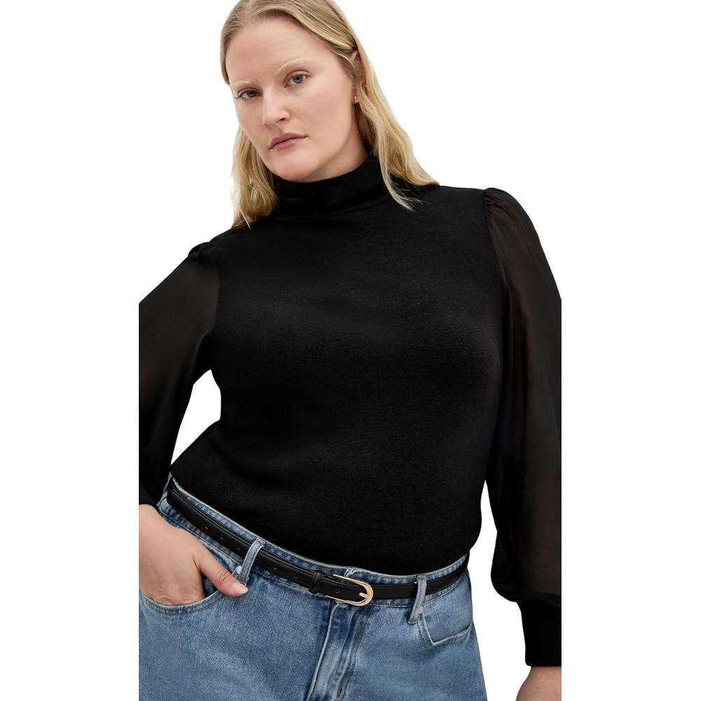 image:imageCity Chic Womens Jumper  Sheer SleeveBlack