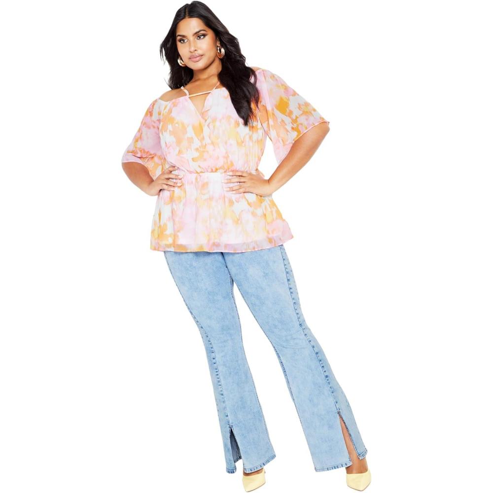 image:imageCity Chic Womens Plus Size Top  Adelina PrintSunset Haze