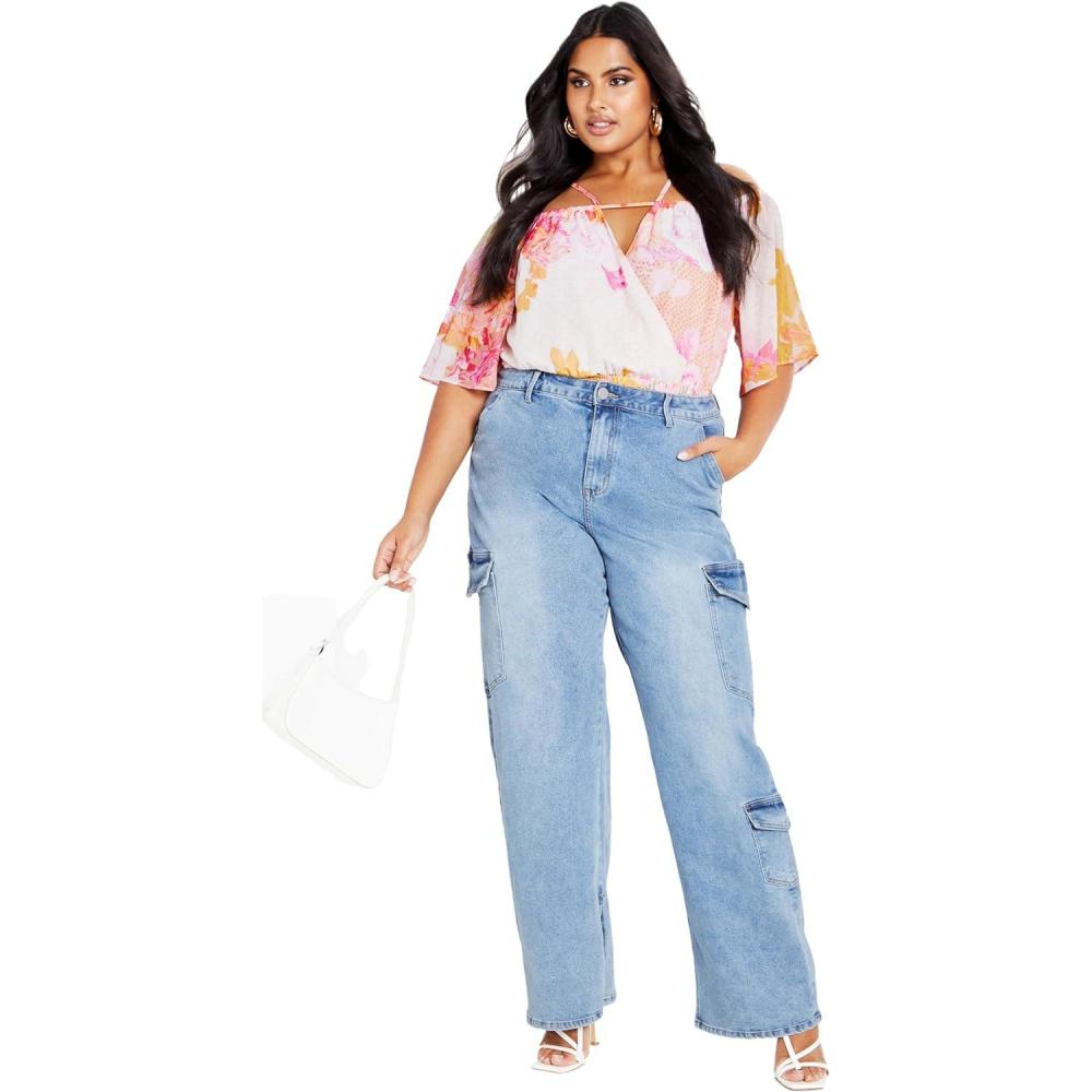 image:imageCity Chic Womens Plus Size Top Adelina PrintSunset Rose