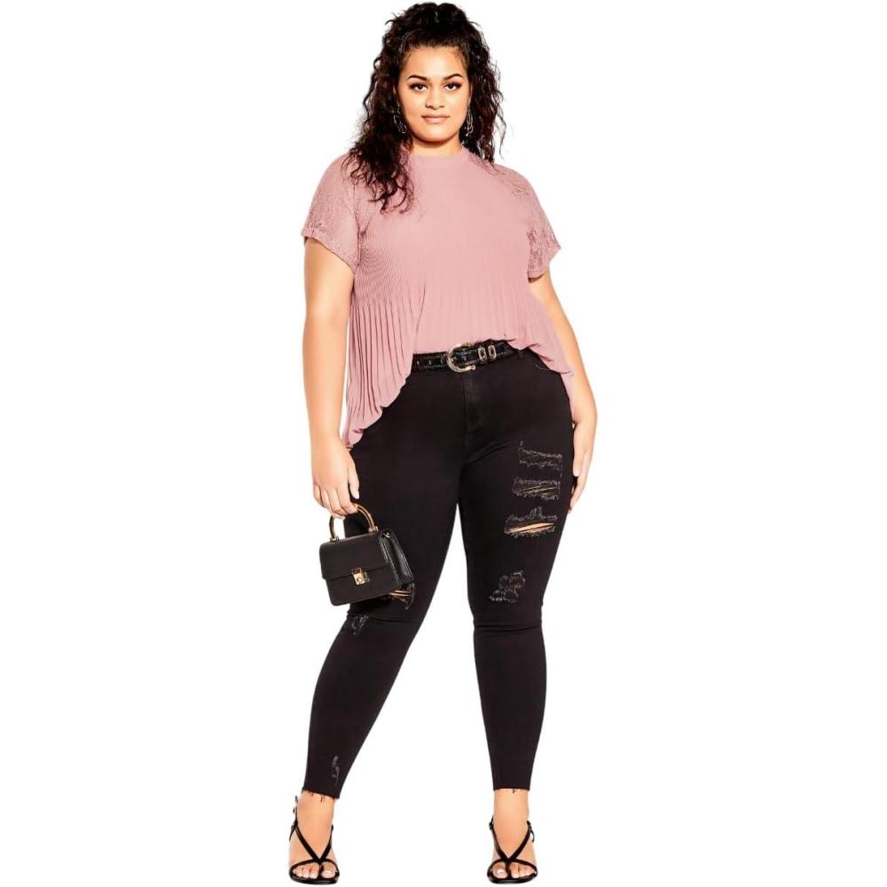 image:imageCity Chic Womens Plus Size Top Lace CherishRose Pink