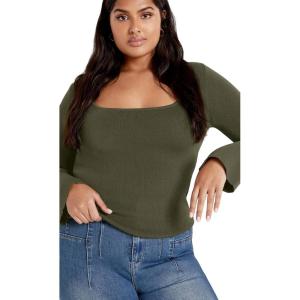 City Chic Women’s Plus Size Brooklyn Sweater(Moss)