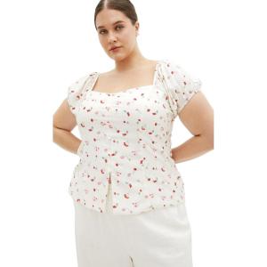City Chic Women’s Plus Size Top – Daydreamer V Neck Print(Ivory Bliss)