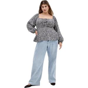 City Chic Women’s Top – Gigi Long Sleeve Daisy Print(Swept Away)