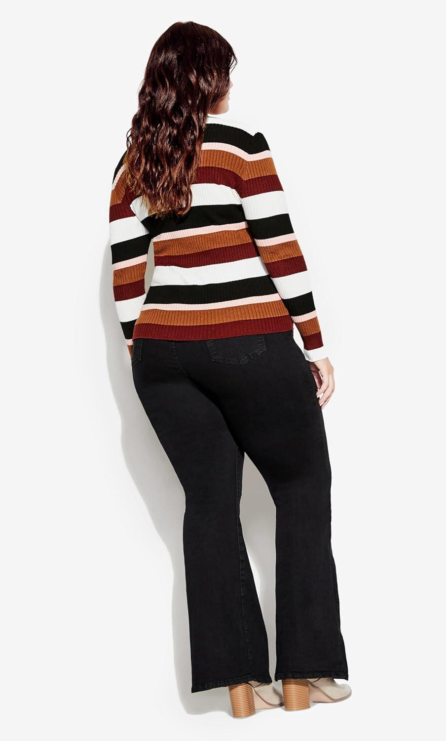 image:imageCity Chic CCX Womens Plus Size Sweater 70s StripeStripe