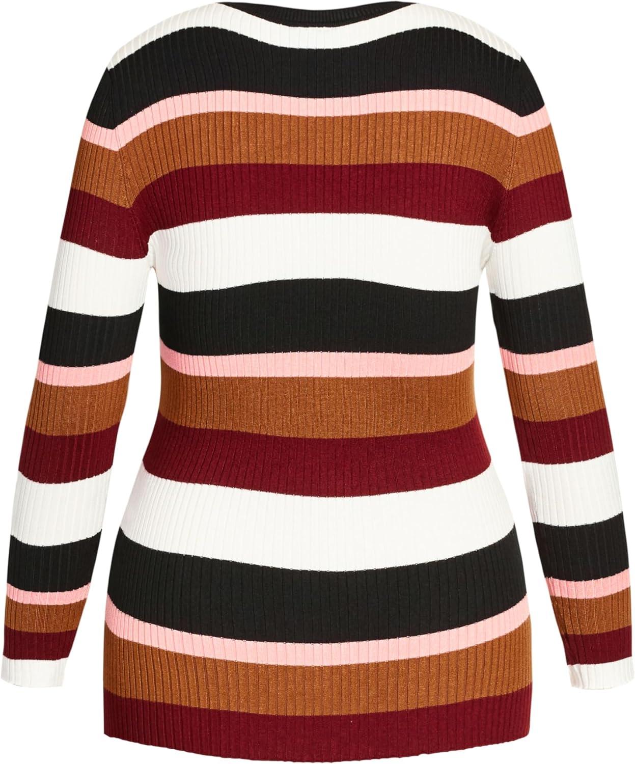 image:imageCity Chic CCX Womens Plus Size Sweater 70s StripeStripe