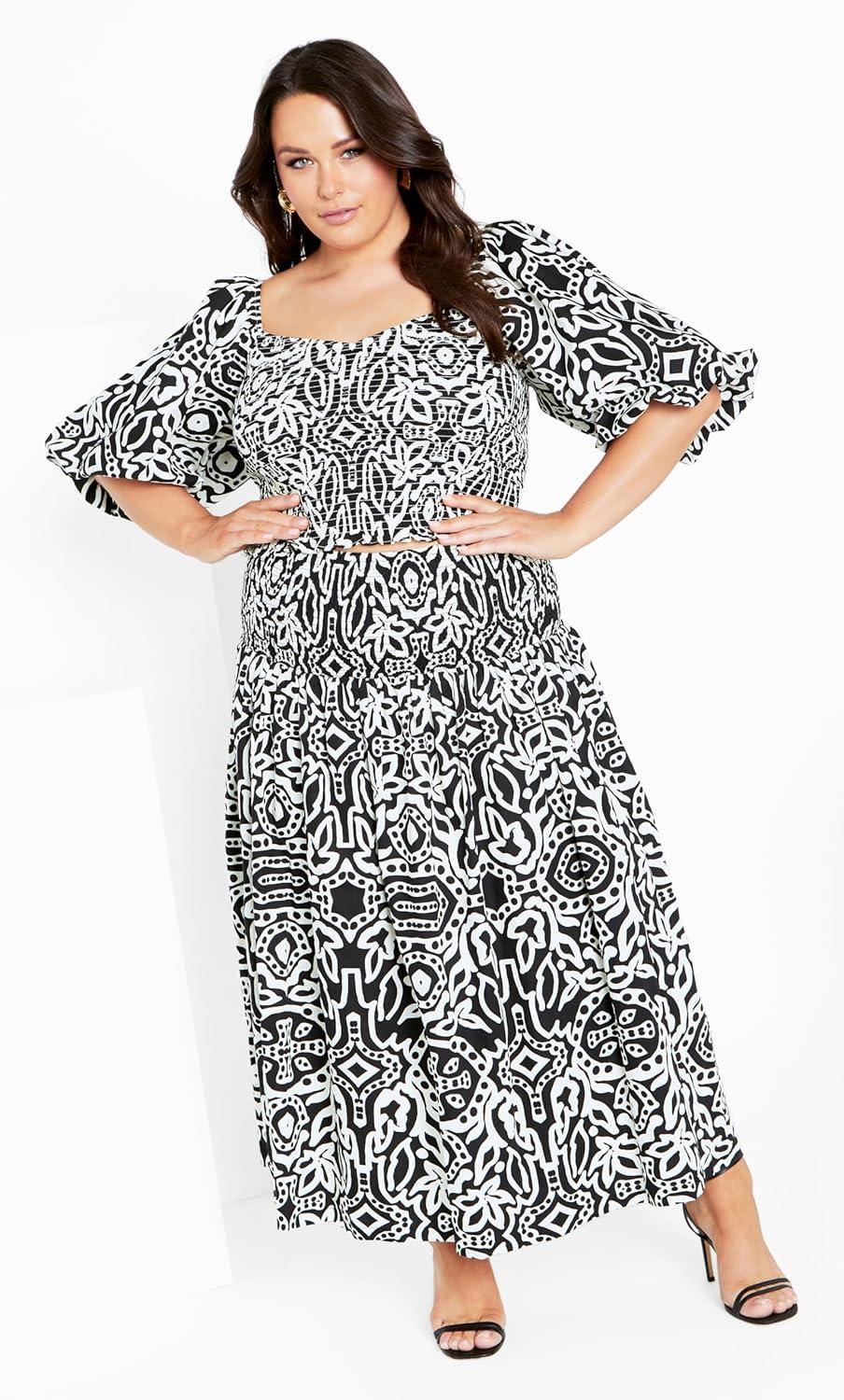 image:imageCity Chic Plus Size Top Amari Puff Sleeve Fitted TopBlk Amari