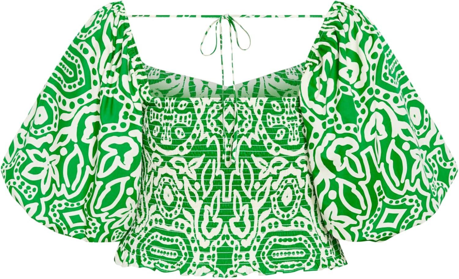 image:imageCity Chic Plus Size Top Amari Puff Sleeve Fitted TopGreen Amari