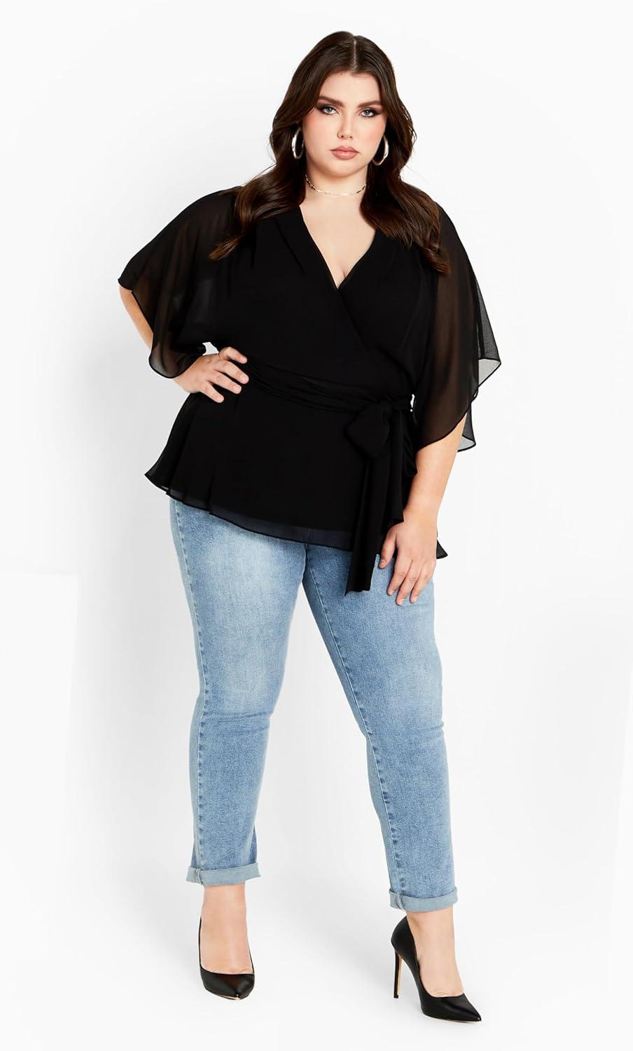image:imageCity Chic Plus Size Top Elegant Wrap TopBlack