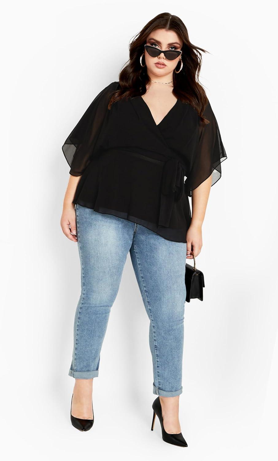 image:imageCity Chic Plus Size Top Elegant Wrap TopBlack