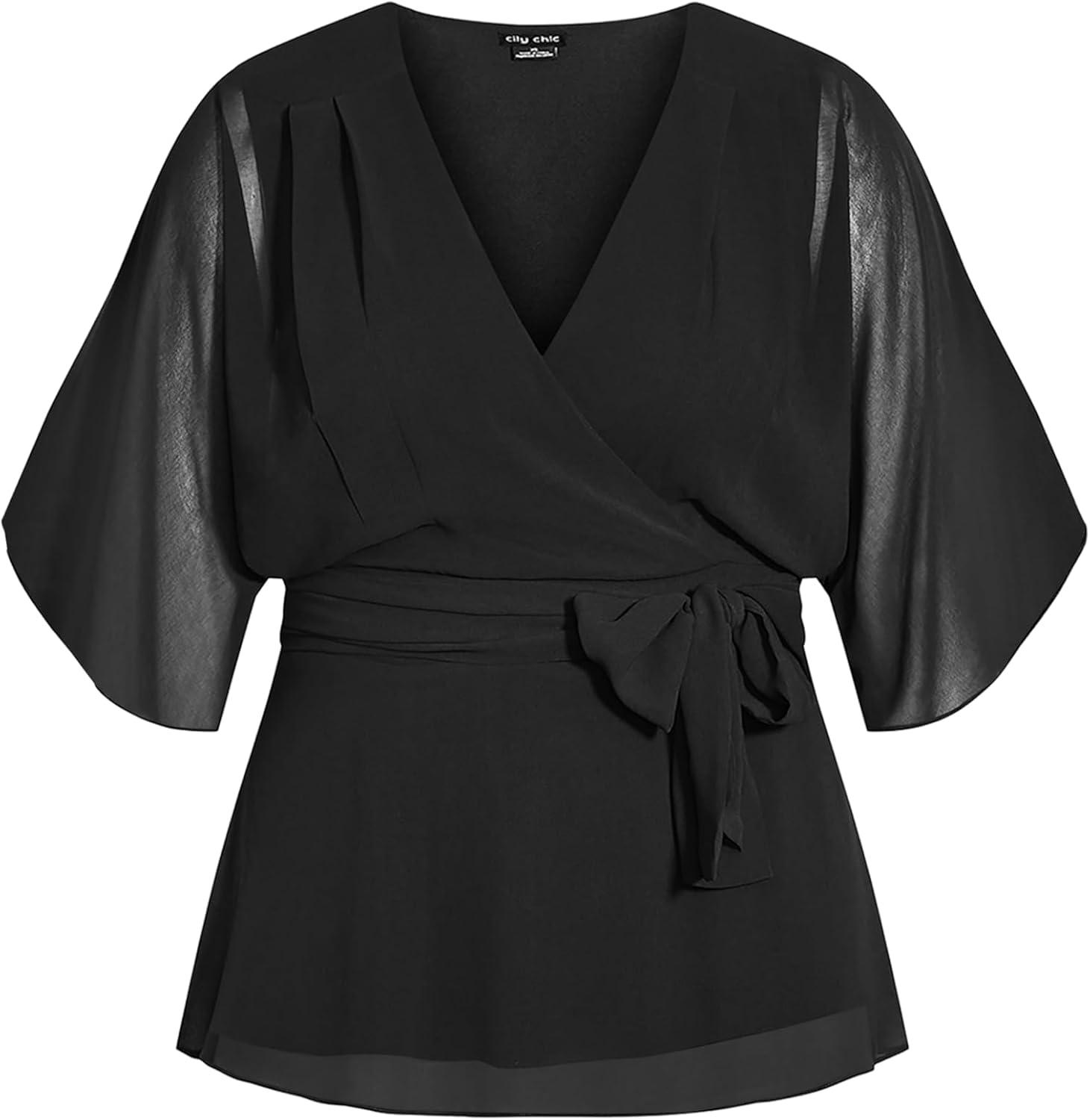 image:imageCity Chic Plus Size Top Elegant Wrap TopBlack