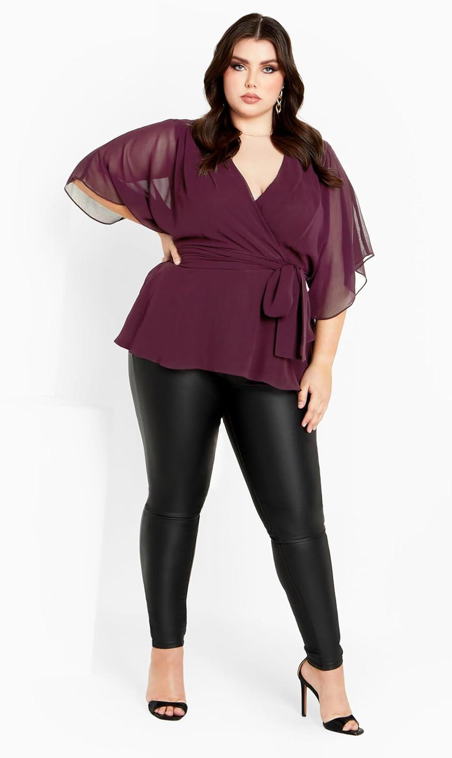 image:imageCity Chic Plus Size Top Elegant Wrap TopSpiced Plum
