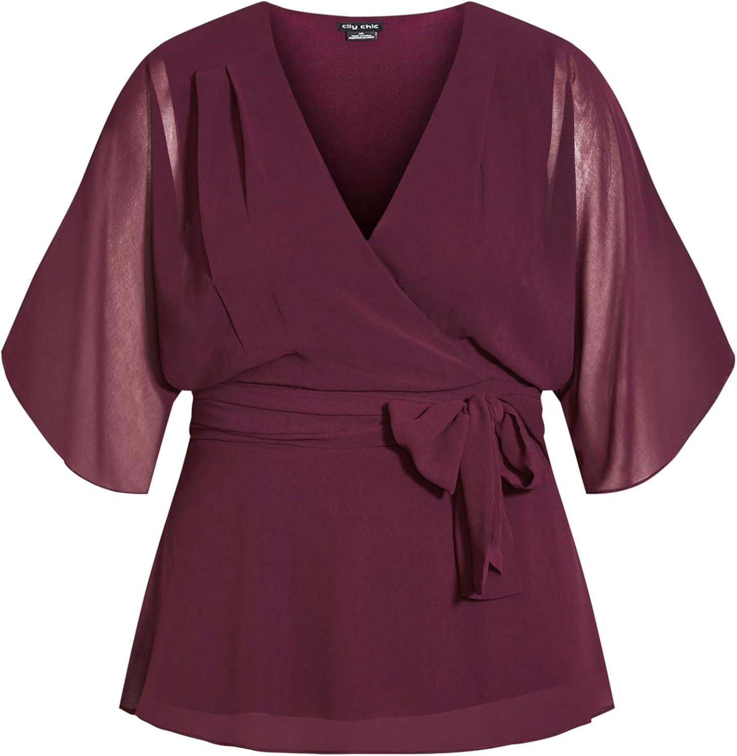 image:imageCity Chic Plus Size Top Elegant Wrap TopSpiced Plum